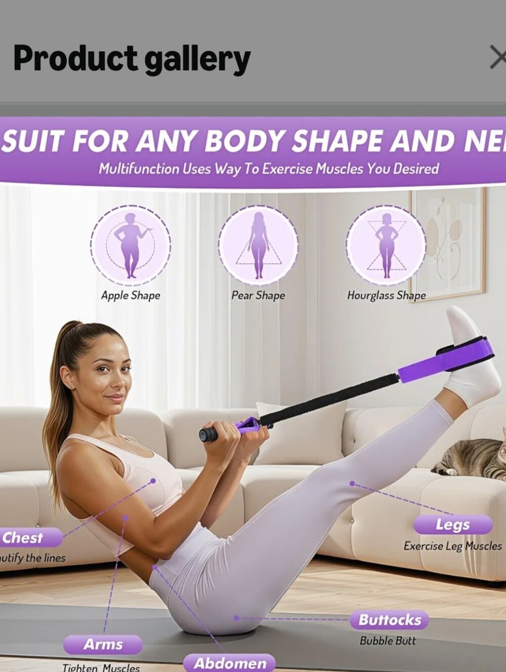 Purple Resistance Pull Rope for Women’s Home Fitness